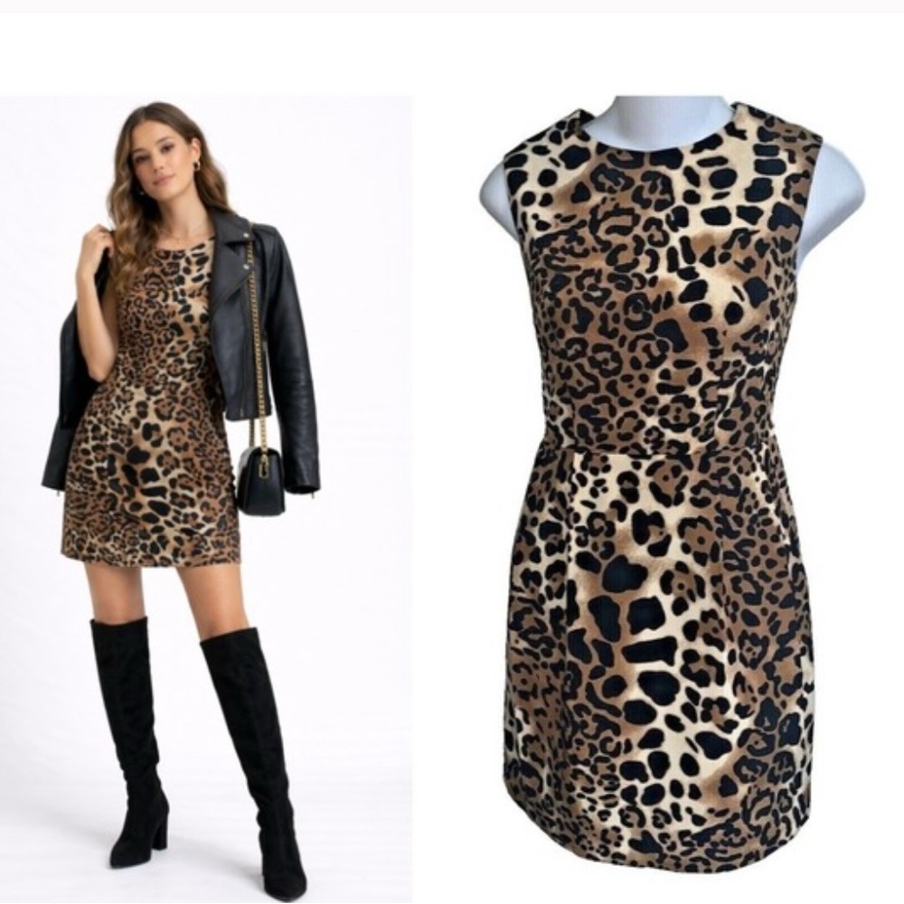 Nanette Lepore Leopard Print Mini Dress - Brown/Black